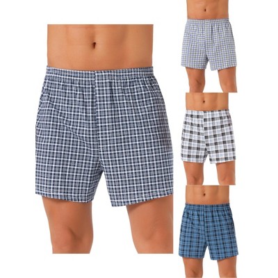 INSPIRE CHIC Men's 4 Pack Classic Plaid Pattern Boxer Shorts Underwear