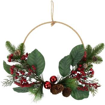 Northlight Red and Green Foliage, Pinecones and Berries Artificial Christmas, 17-Inch, Unlit