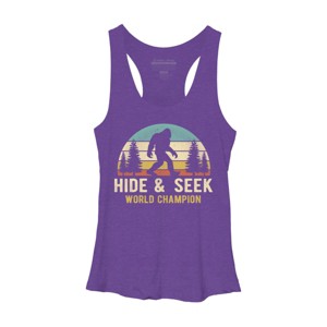 Women's Design By Humans Bigfoot - Hide And Seek World Champion By clickbong Racerback Tank Top - 1 of 2