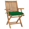 vidaXL Green Cushioned Teak Wood Patio Chairs - Set of 2 - Foldable and Durable - 3 of 4