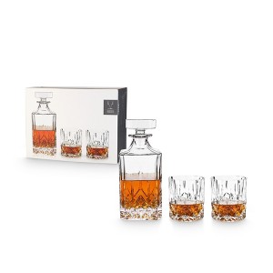 Viski Liquor Glass - 30 oz and 9 oz Premium Crystal Clear Glass, Scotch Glass Gift Set - Decanter and Tumbler Set - 1 of 4