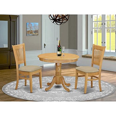 East West Furniture ANVA3-OAK-C 3 PC Dinette set - Kitchen Table and 2 Dining Chairs