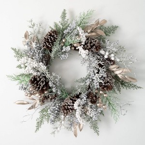 25"H Sullivans Frosted Berry Wreath, Multicolored Winter Wreaths For Front Door - 1 of 3