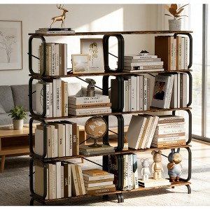 Airsurfer 5-Tier Industrial Bookshelf Modern Design Storage Bookcase With Metal Frame Vintage Industrial Style Bookshelf for Living Room Organization - 1 of 4