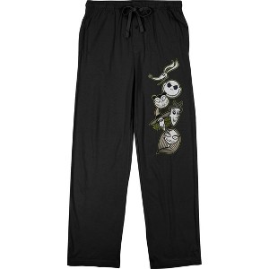 Nightmare Before Christmas Chibi Characters Men's Black Sleep Pajama Pants - 1 of 3