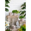 ORRD Set of 4 Gray Cement Planters 4.3", Small Succulent Pots with Brown Botanical Motifs, Boho Indoor Outdoor Plant Pots - 3 of 4