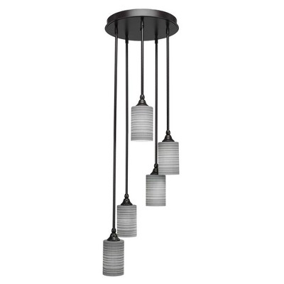 Toltec Lighting Empire 5 - Light Pendant in  Dark Granite with 4" Gray Matrix Shade