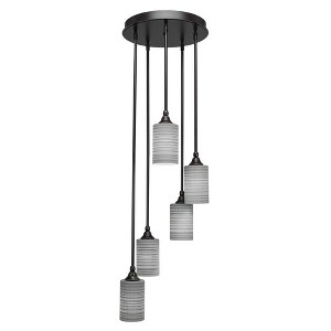 Toltec Lighting Empire 5 - Light Pendant in  Dark Granite with 4" Gray Matrix Shade - 1 of 1