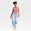 Women's Slim Fit Long Sleeve Scoop Neck Ribbed T-Shirt - Universal Thread™ - 3 of 4