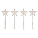 Northlight 4ct Lighted Star Christmas Pathway Marker with Lawn Stakes White Wire - Clear Lights