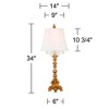 Barnes and Ivy Duval Traditional Table Lamp 34" Tall Gold Candlestick Crystal White Fabric Bell Shade for Bedroom Living Room Bedside Office Family - 4 of 4