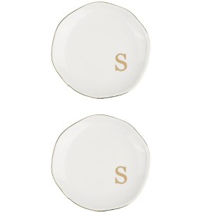 Unique Bargains Ceramic Decorative Jewelry Tray White 2 Packs - 1 of 4