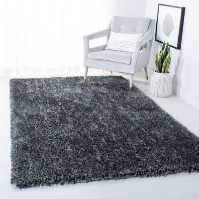 Handmade Luxe Gray Shag Wool-Blend Round Rug, 36 in