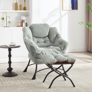 CAVINAS Modern Accent chair with Ottoman with Armrests and a Side Pocket, Leisure Upholstered Sofa Chair Reading Chair with Footrest - 1 of 4