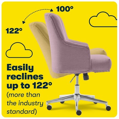 Lilac Fabric Memory Foam Swivel Home Office Chair with Fixed Arms