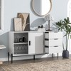 ORRD Modern Sideboard with Glass Sliding Doors & 3 Drawers, Entryway Console Table, Kitchen Buffet Cabinet for Hallways, Kitchen, Study, White - 2 of 4