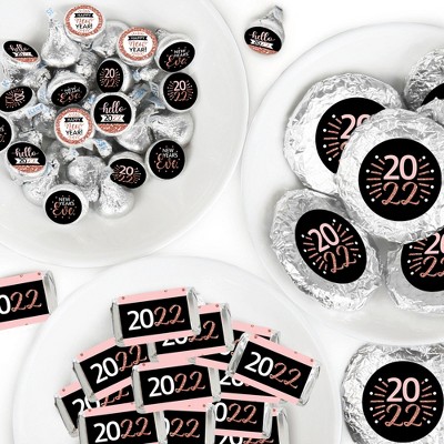 Big Dot of Happiness Rose Gold Happy New Year - 2022 New Year's Eve Party Candy Favor Sticker Kit - 304 Pieces