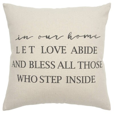 20"x20" Oversize 'In Our Home' Sentiment Poly Filled Square Throw Pillow Neutral - Rizzy Home