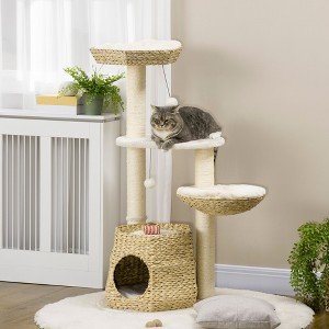 Lyngins Modern Multi-Level Cat Tree,Wooden Cat Tower for Indoor Cats,Cat Condo with Fun Toy & Top Perch & Scratching Posts - 1 of 4