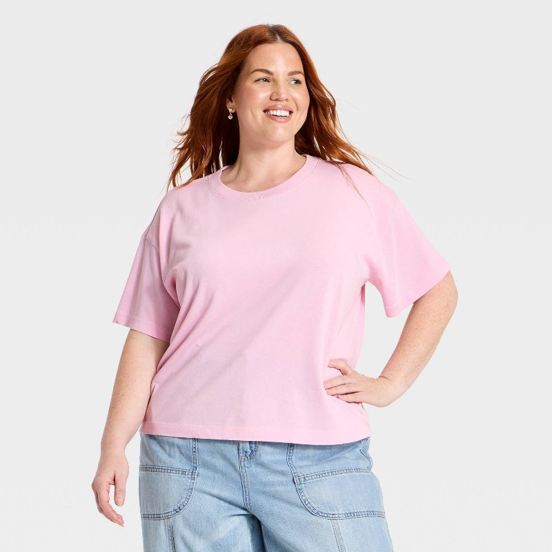 Women’s Vintage Jersey Crew Neck T-Shirt - Universal Thread™ Pink XS