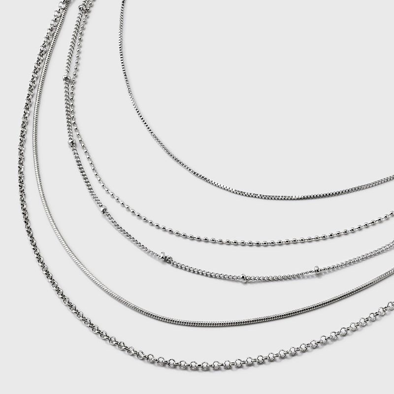 Multi-Strand 5 Row Dainty Chain Necklace - Universal Thread&#8482; Silver, 5 of 6