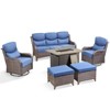 Gymojoy 6 Pieces Outdoor 6 Inch Sofa Swivel Chair Ottoman with Fire Pit Table - 3 of 4