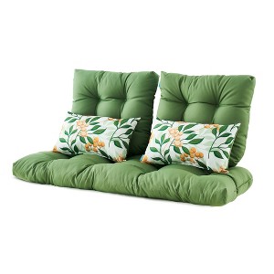 ARTPLAN All Weather Chair Outdoor Cushions Settee Loveseat Bench Cushions Set of 5 Wicker Tufted Pillow for Patio Outdoor Furniture - 1 of 4