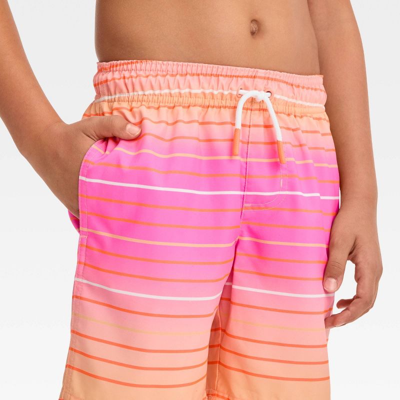 Boys&#39; Striped Swim Shorts - Cat &#38; Jack&#8482; Orange, 3 of 5