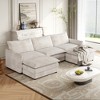 Oversized 109" Corduroy Cloud Modular U-Shaped Sectional Sofa with 2 Movable Ottomans and Dual-Layer Cushions - 2 of 4