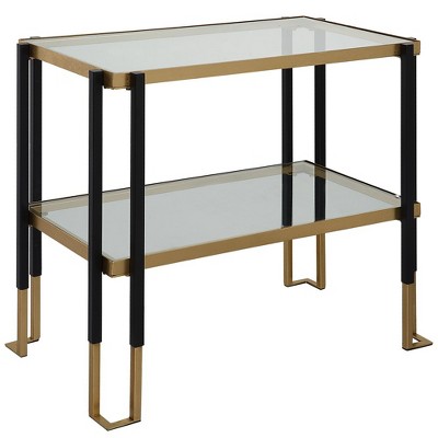 Kentmore Rectangular Black and Gold Glass Side Table