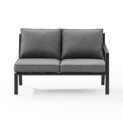 Charcoal Metal Two-Seat Outdoor Sectional Loveseat