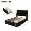Bed Frame with 4 Storage Drawers, Bed Frame with Wing Back Headboard, Charging Station, Diamond Cluster Design, No Spring Box, - 3 of 4