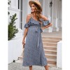 Clearlove Maternity Nursing Dress Womens V-Neck Spaghetti Strap Ruffle Sleeve Polka Dots A-Line Tiered Flowy Swing Dress - 3 of 4