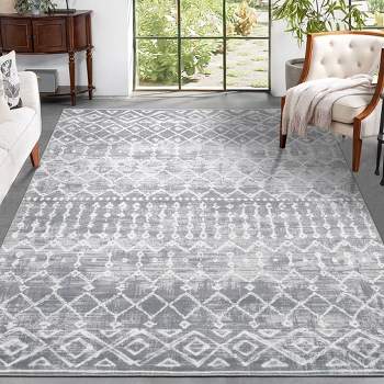 Area Rugs Boho Moroccan Rugs for Living Room Carpet Abstract Rugs for Bedroom Soft Distressed Rug, 5'x7' Gray