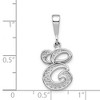 Black Bow Jewelry 14k White Gold, Maci Collection, LG Filigree Script Initial E Pendant - 3 of 4