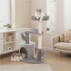 Okak Multi-Level Faux Fur Cat Tree Tower for Indoor,Cat Condo Climbing Frame with Hammock & Toy Balls & Scratching Posts - 2 of 4