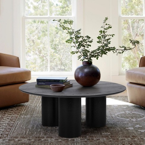 40 Drum Coffee Table Oak Round Black Coffee Table Architectural Design Rich White Oak Wood with 3 Legs Pedestal Round Coffee Table Maison Boucle