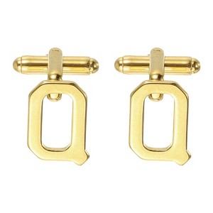 Unique Bargains Men Weddings Gift Classic Alphabet Cuff Links with Box 2 Pcs - 1 of 3