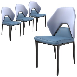 Upholstered Leather Modern Dining Chair Eclat Collection in Brown Set of 4 - 1 of 4