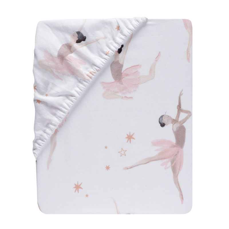 Lambs & Ivy Ballerina Baby Breathable 100% Cotton Fitted Crib Sheet - White, 3 of 6