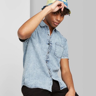 denim button up mens