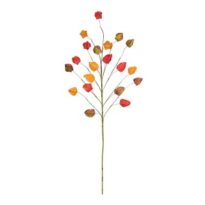 Gallerie II Chinese Lantern Yellow, Red, Green Leaves Artificial Floral Stem Pick 30" - 1 of 4