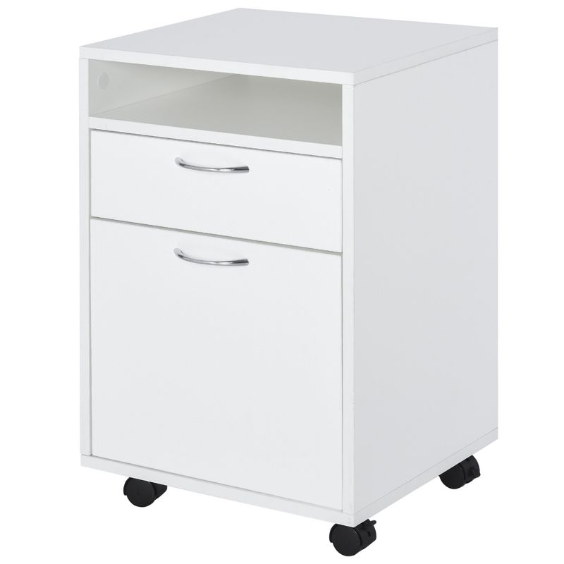 HOMCOM Mobile Storage Cabinet Organizer with Drawer and Cabinet, Printer Stand with Castors, 1 of 11