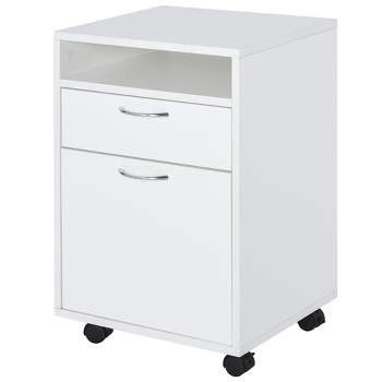 HOMCOM Mobile Storage Cabinet Organizer with Drawer and Cabinet, Printer Stand with Castors