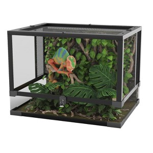 Reptile Glass Tank,Reptile Glass Terrarium with Top Screen Ventilation,Toughened Glass Reptile Tank, Double Hinge Door & Anti Escape for Lizard Snake - 1 of 4