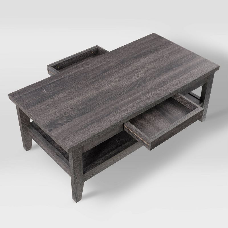 Hollywood Coffee Table with Drawers Dark Gray - CorLiving, 6 of 10