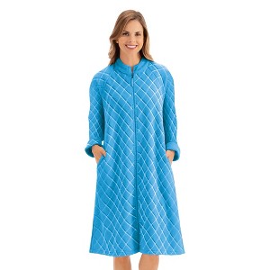 Collections Etc Attractive Knee-Length Diamond Plush Texture Embossed Robe - 1 of 4