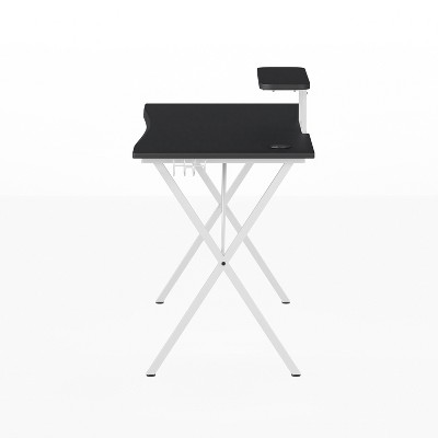 Mallot Dual-Screen Gaming Desk with Cup Holder & Headphone Hook - Black/White