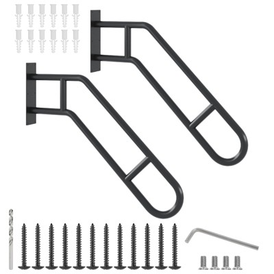 Heavy Duty 30" Handrails for Outdoor 1-3 Step, Non-Slip Door Jamb Corner Mount Stair Hand Railing Grab Bars, U-Shape Safety Handle