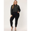 Agnes Orinda Women's Plus Size Washed Ripped Distressed Cropped Frayed Jean Jackets - 3 of 4